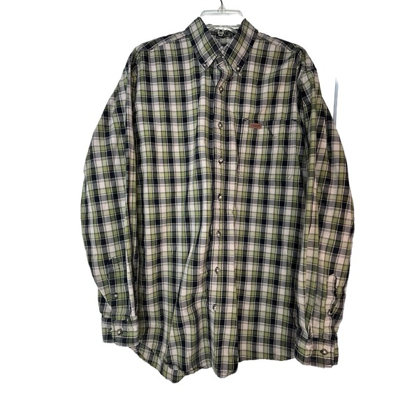 Carhartt Other - Carhartt Shirt Black Green Plaid‎  Rugged Western Flannel Men's Large Tall NWT